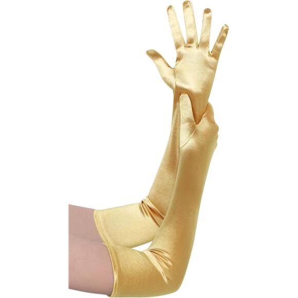 Accessories - Long Opera Party 1920s Satin Tea Party Gloves Gold